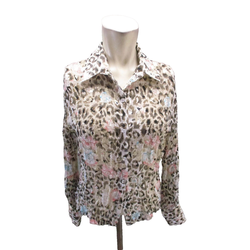 Ashley Stewart Plus Women's LIGHTWEIGHT Leopard ANIMAL PRINT Blouse 2XL Pre-own